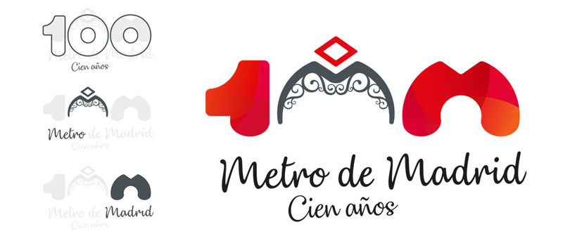 Imagotipo de marca 100 años Metro de Madrid. Explicación